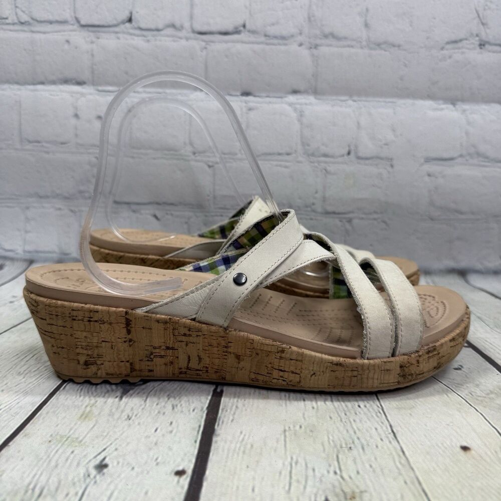 Crocs Sandals Women Size 10 Beige Strapy Slip On Wedges Casual Summer Shoes